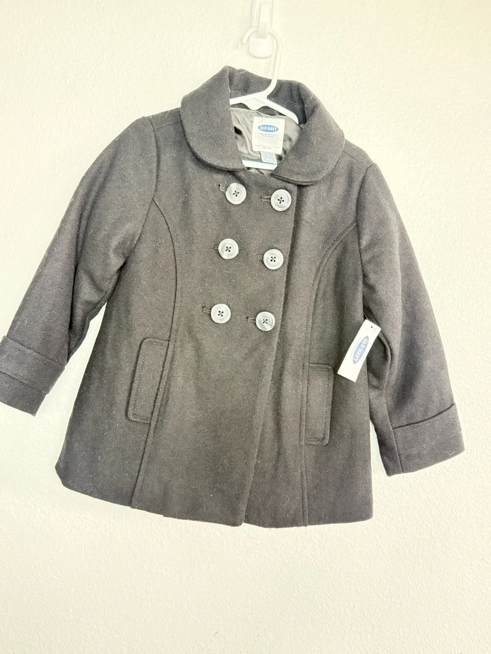 Old Navy Girls Charcoal Gray Double-Breasted Peacoat